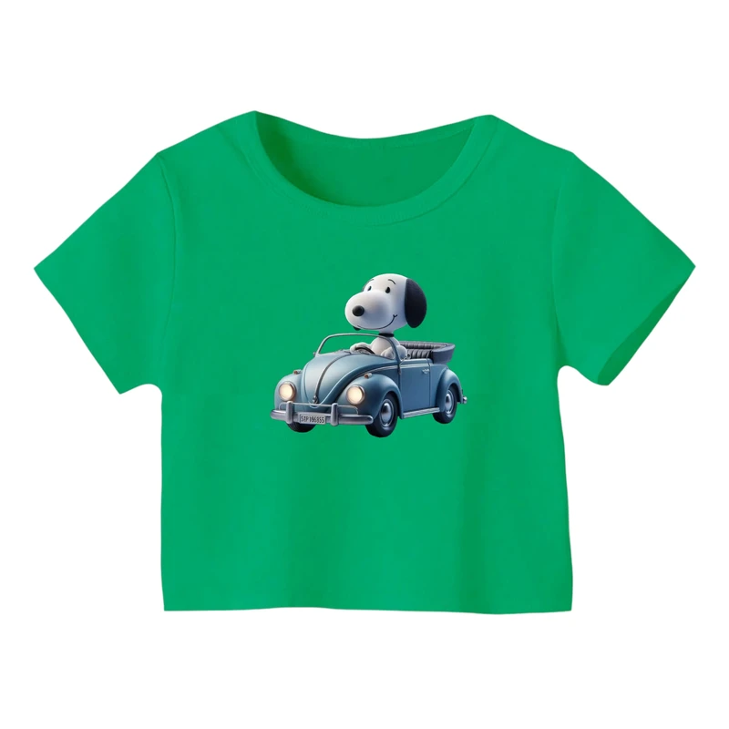 کراپ‌ تی‌شرت آستین کوتاه زنانه مدل اسنوپی کد 31