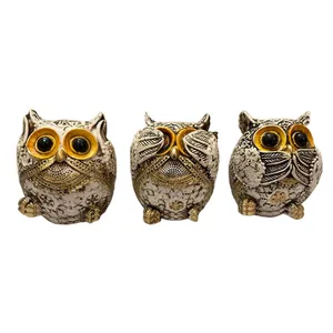 مجسمه دنیا دکوری سرمد مدل جغد بازیگوش مجموعه 3 عددی 