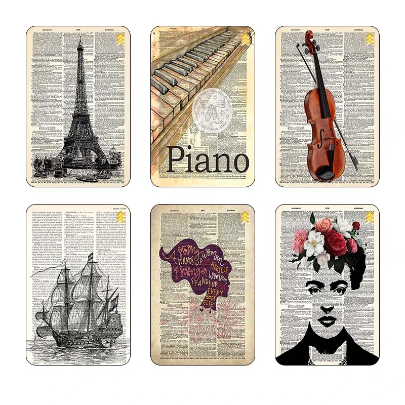 استيکر کارت کارنيکا طرح روزنامه وینتج Vintage Newspaper کد 39143 مجموعه 6 عددی