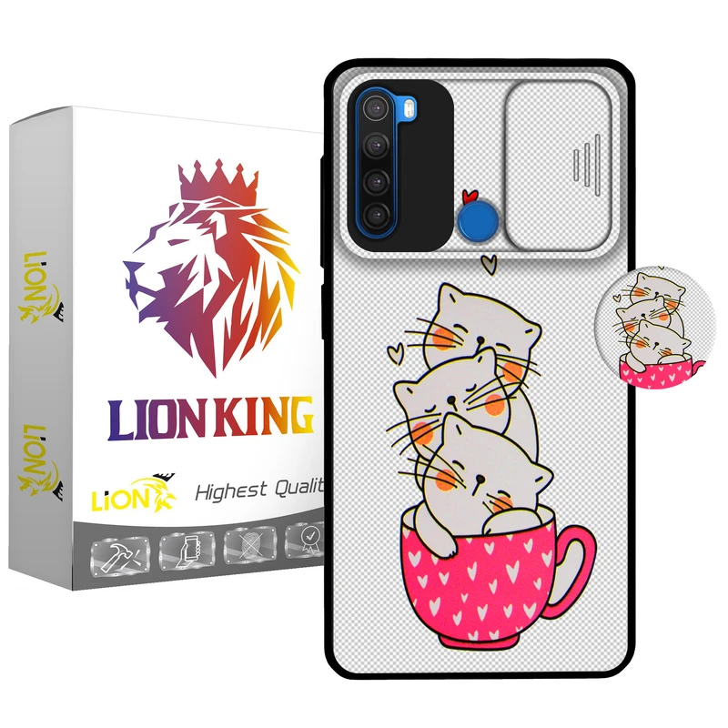      کاور لاین کینگ مدل catlivani2 مناسب برای گوشی موبایل شیائومی Redmi Note 8 به همراه پایه نگهدارنده