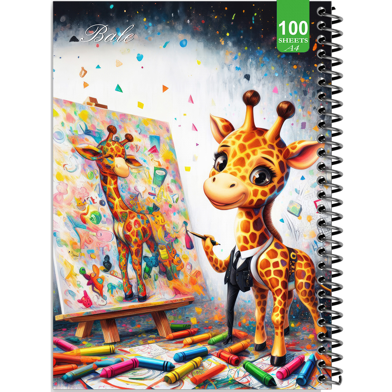 دفتر نقاشی 100 برگ بله طرح فانتزی زرافه هنرمند کد A4-N157