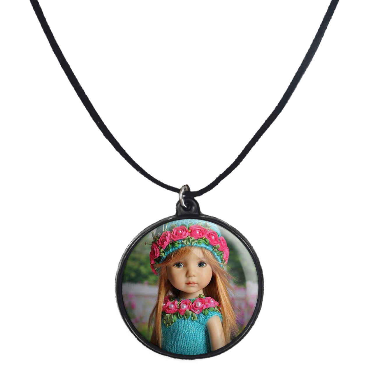 گردنبند پرمانه طرح عروسک زیبا کد pmb.336 مدل دو طرفه