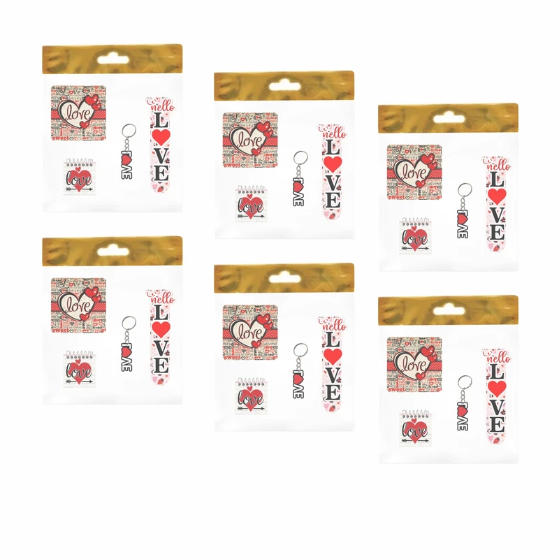 بسته لوازم تحریر مدل  4 تکه چوبی طرح لاو فانتزی کد1 مجموعه 6 عددی