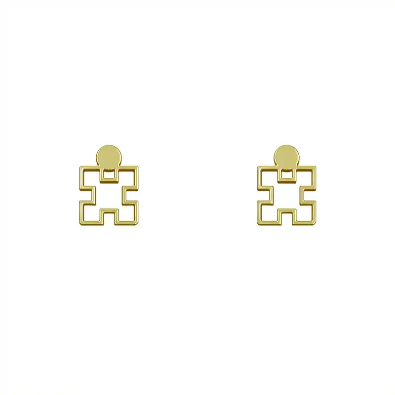 گوشواره طلا 18 عیار زنانه مدوپد مدل مربع‌ها کد GA1-14938