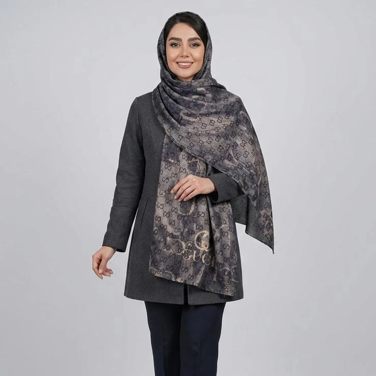 شال زنانه مدل موهر مخمل زمینه نوشته دار زنجیره ای پاییزی زمستانه 