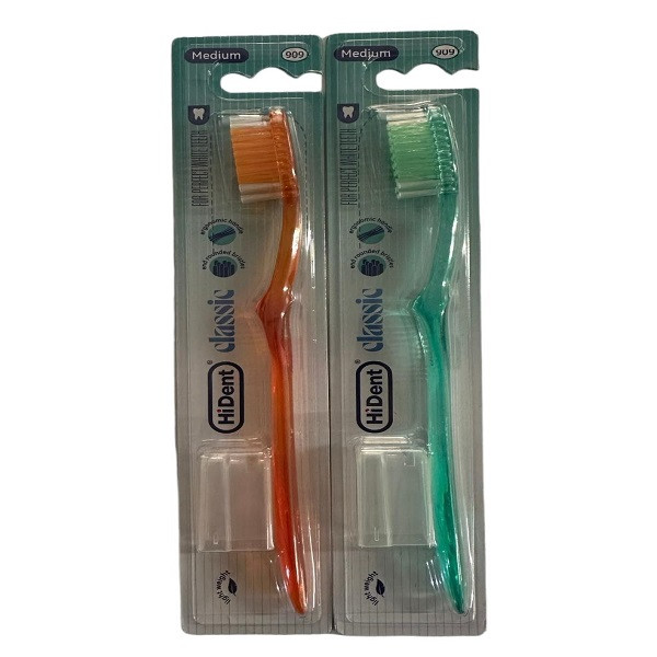 مسواک هایدنت مدل 909 کلاسیک با برس متوسط مجموعه 2 عددی