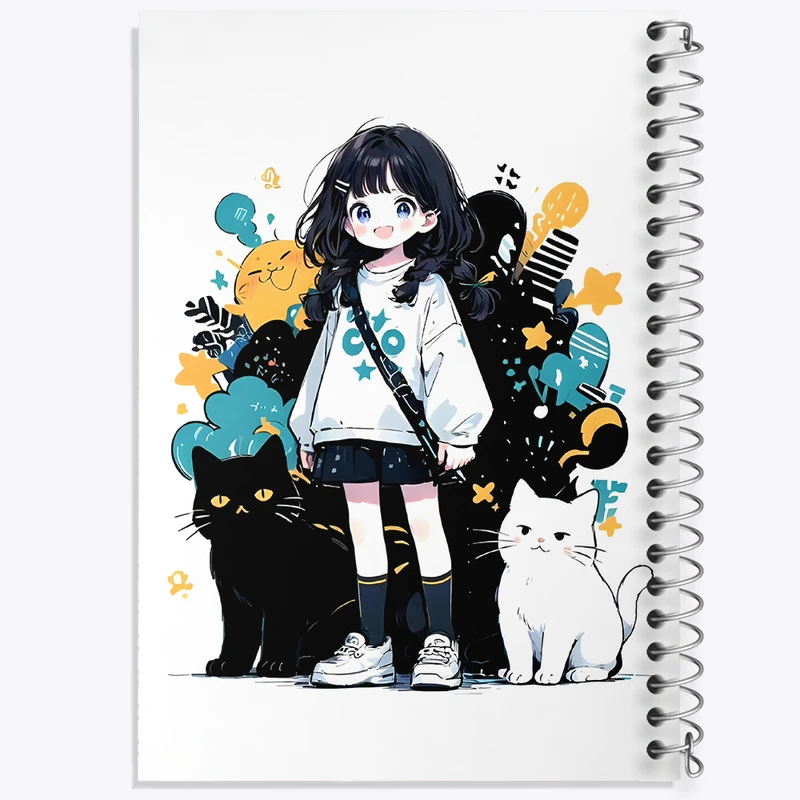 دفتر نقاشی 50 برگ خندالو طرح دختر و گربه کد N3019