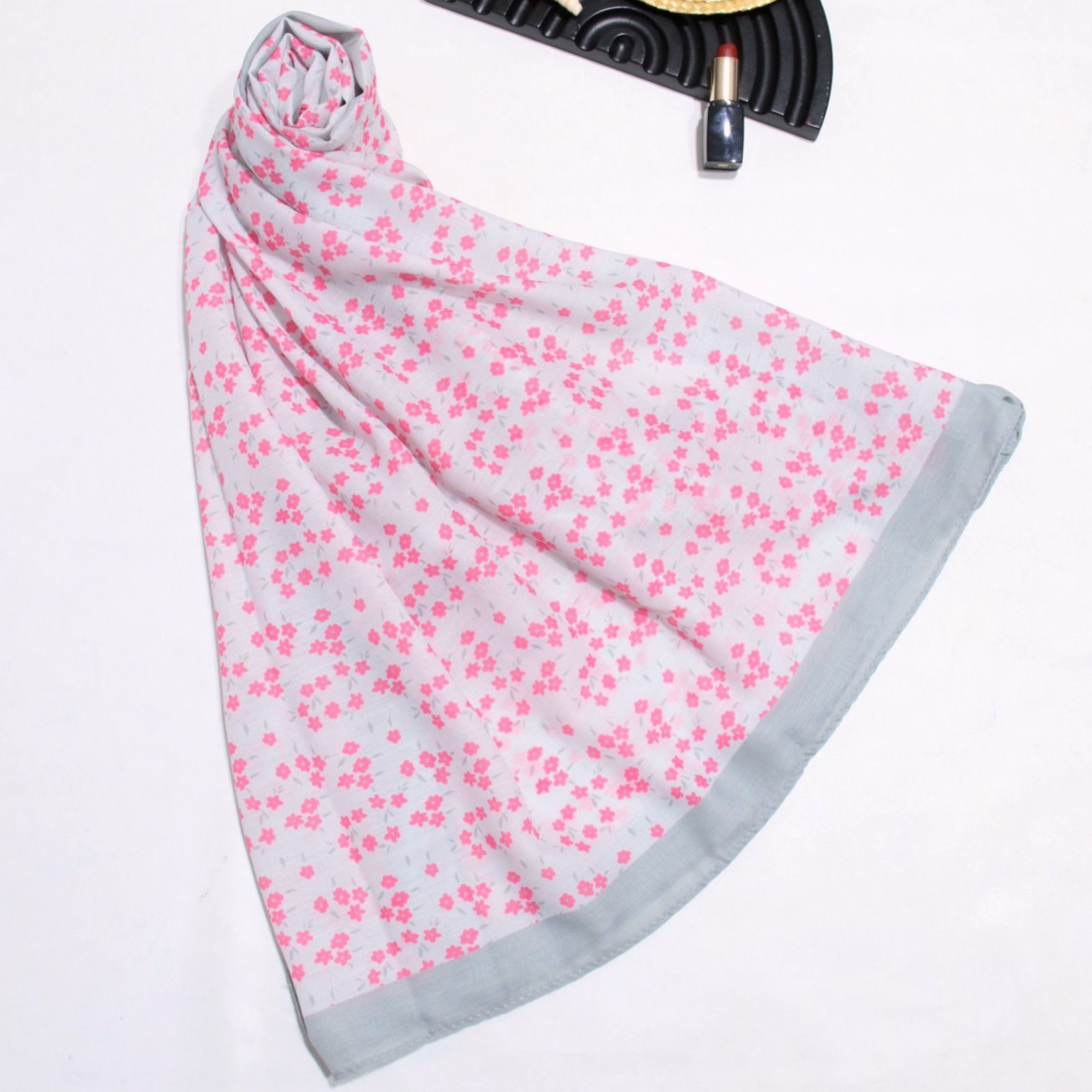 شال زنانه مدل خنک تابستانه طرح گل کد 7062 -  - 5