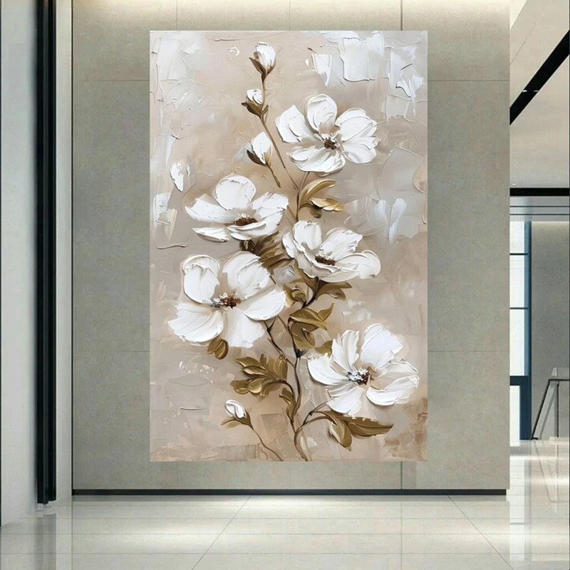 تابلو بوم طرح مخمل نقاشی گل مدل رنگ و روغن کد AR302856