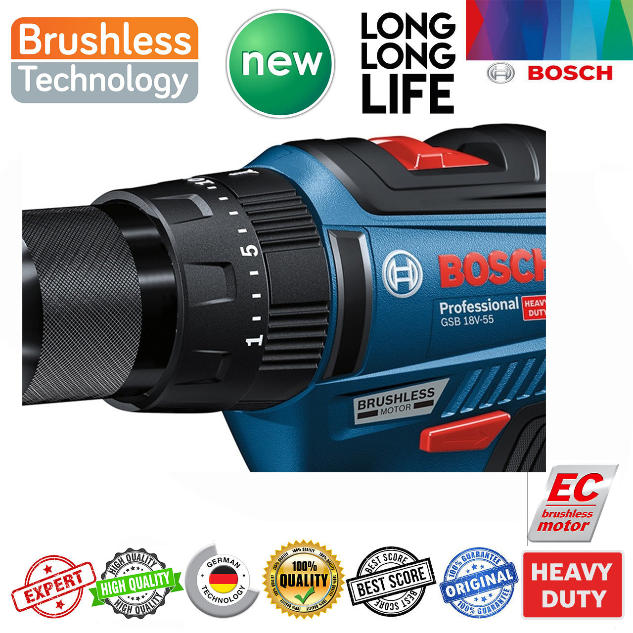 پیچ گوشتی ضربه ای بوش مدل بدون ذغال کد GSB18V-50