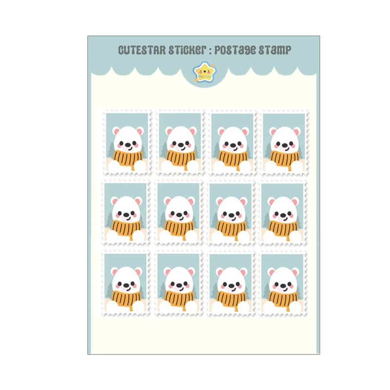 برچسب کیوت استار مدل تمبر فانتزی طرح خرس قطبی