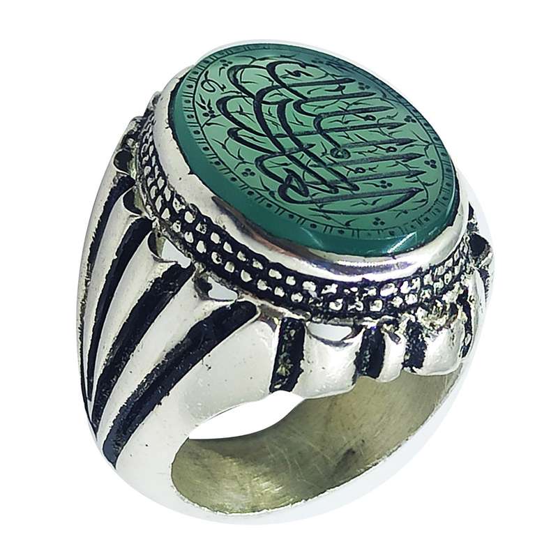 انگشتر نقره مردانه سلین کالا مدل عقیق یشم ce-k213