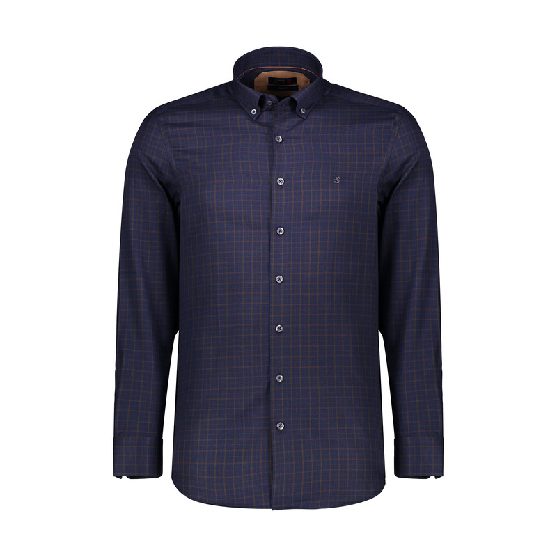 پیراهن آستین بلند مردانه ال سی من مدل 02141284-navy blue 162