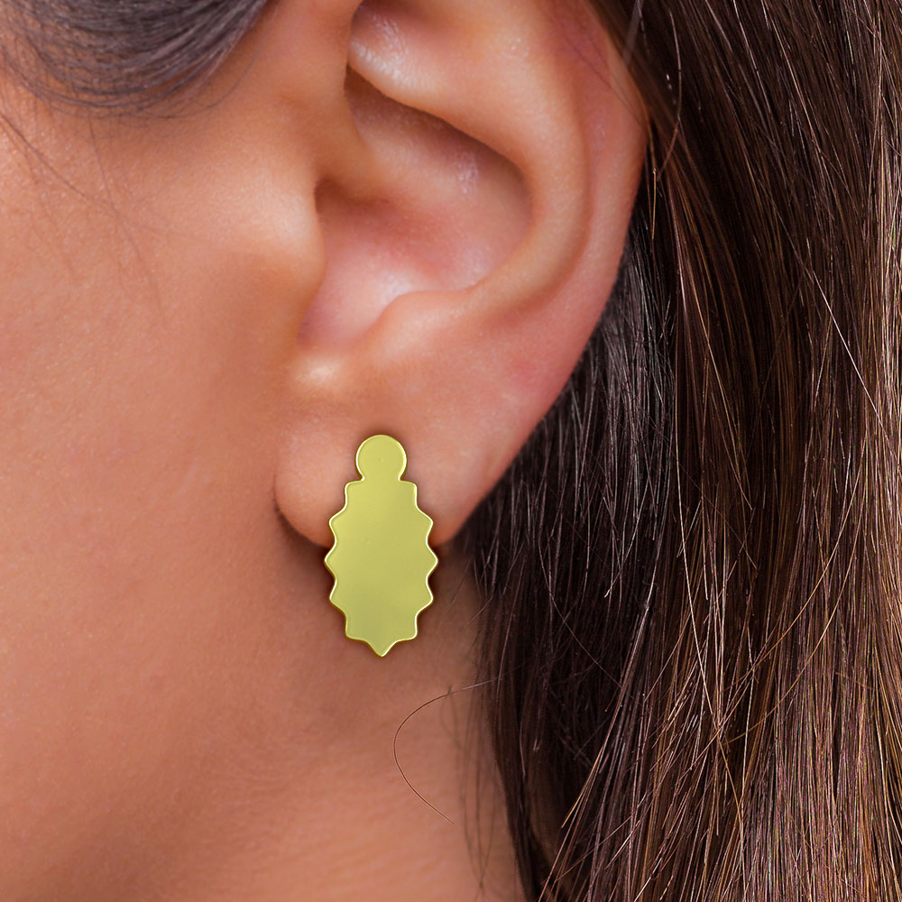 گوشواره طلا 18 عیار زنانه مدوپد مدل هندسی کد GA1-10111