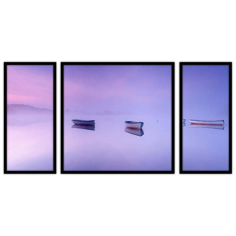تابلو بکلیت طرح قایق و دریاچه مدل B-bu3538 مجموعه 3 عددی