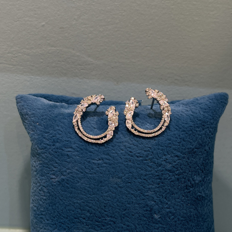 نیم ست نقره زنانه مدل جواهری هلالی با تگین اتریشی 33-40