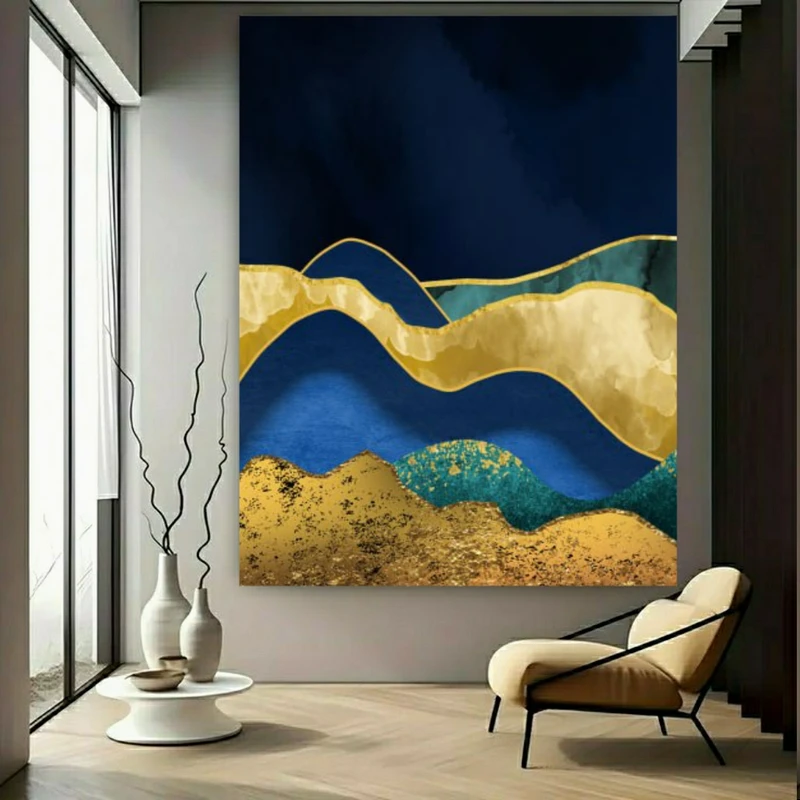 تابلو بوم طرح نقاشی انتزاعی طبیعت مدل تپه کد FP105677