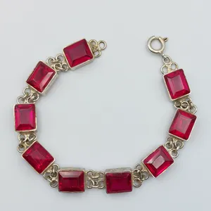 دستبند نقره زنانه مدل یاقوت هندی کد 20274