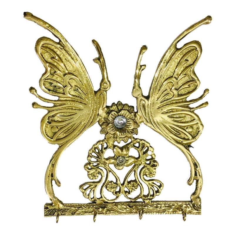 جا کلیدی برنجی مدل پروانه و گل