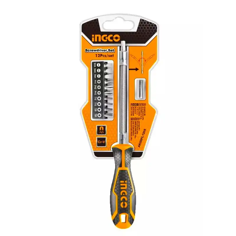 پیچ گوشتی اینکو مدل AKSDFL-1208 مجموعه 12 عددی