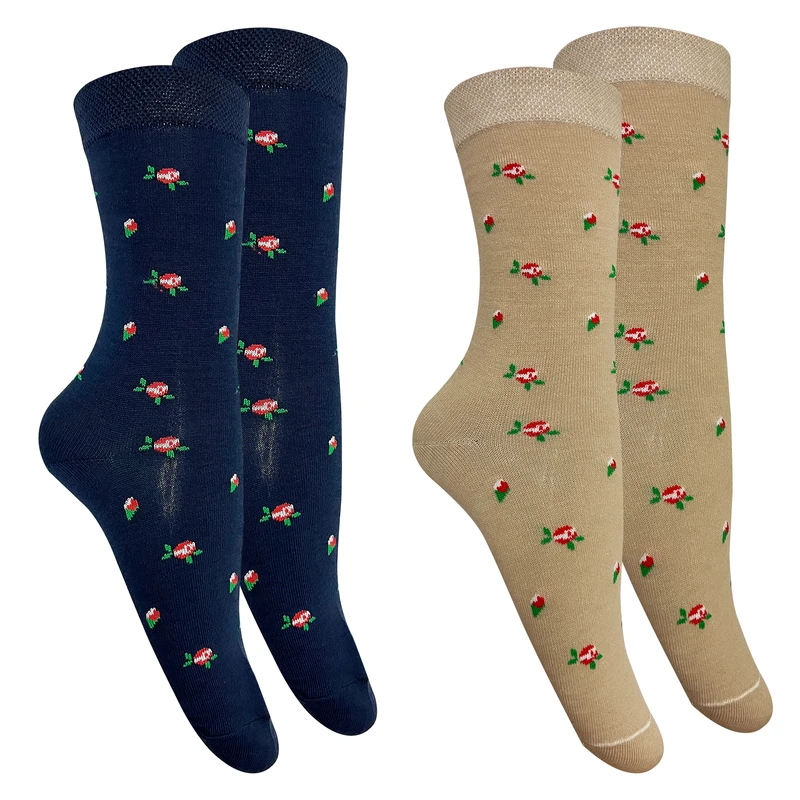 جوراب زنانه تن پوش هنگامه مدل گل رز SOKR بسته 2 عددی