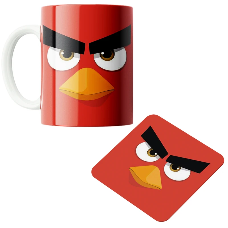 ماگ پاد آفرین مدل پرندگان خشمگین کد z290 به همراه زیر لیوانی