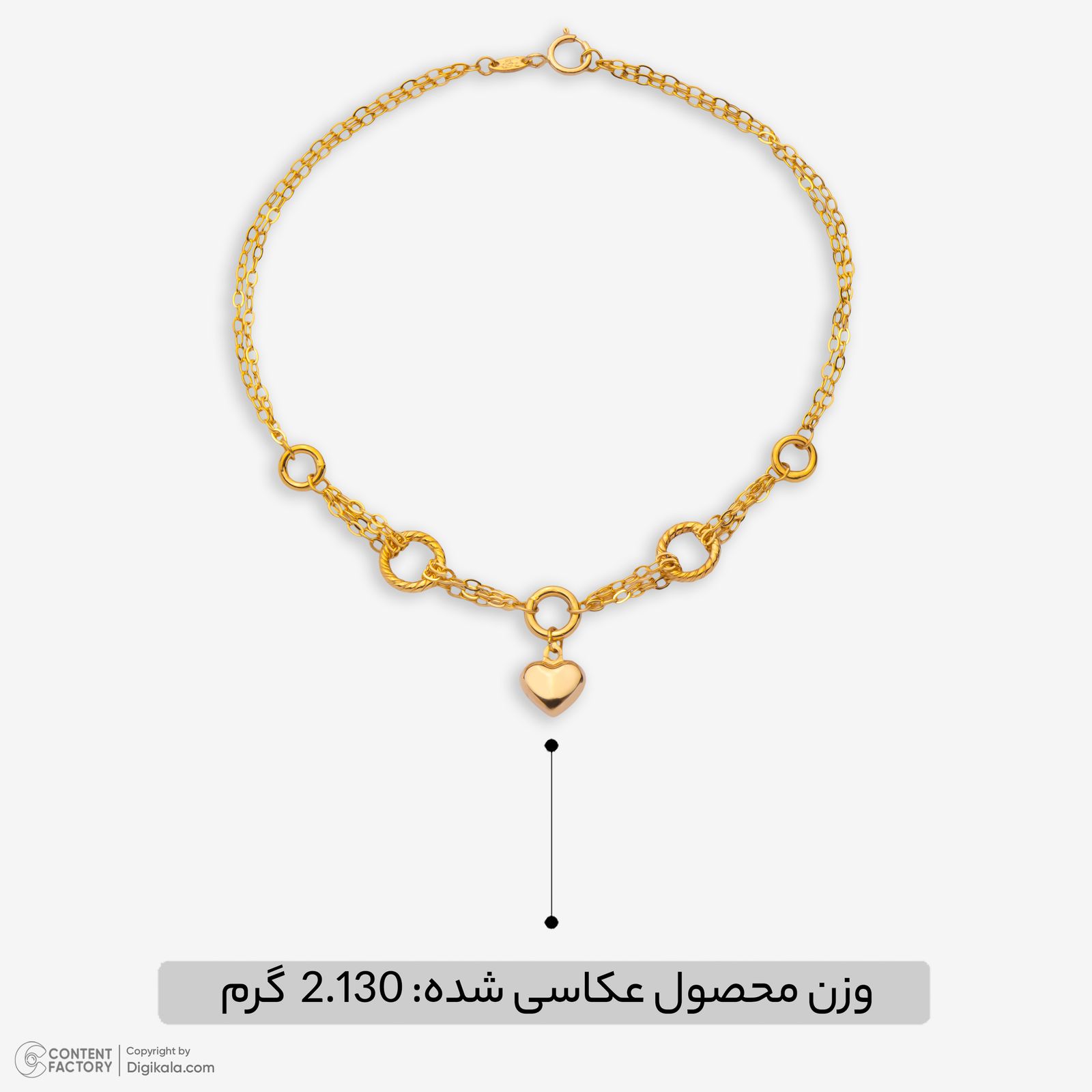 دستبند زنجیری طلا 18 عیار زنانه نگین مدل 111 -  - 3