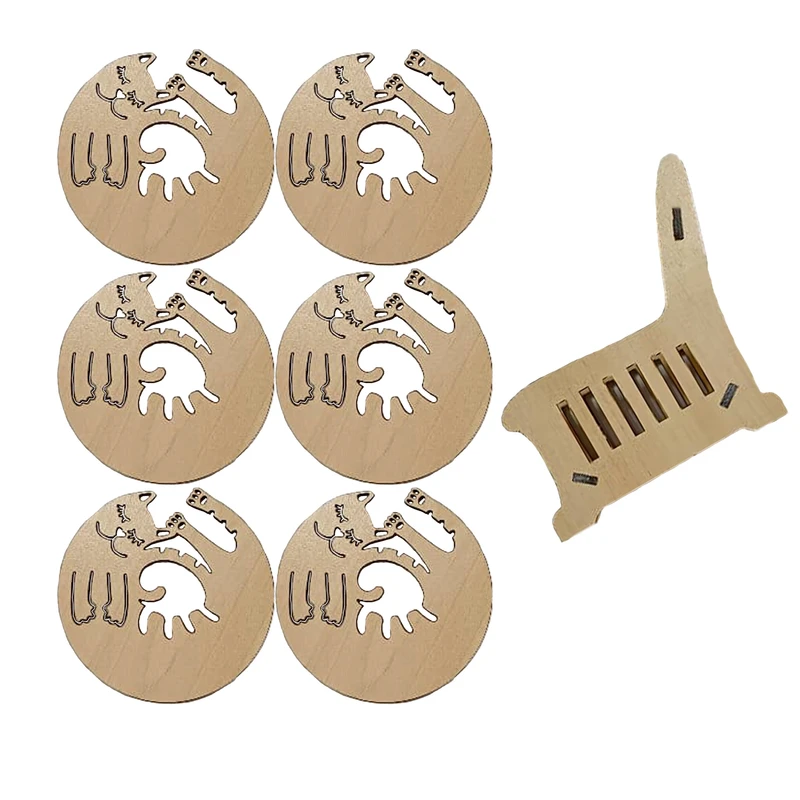 زیر لیوانی مدل گربه چوبی کد 147 مجموعه 7 عددی