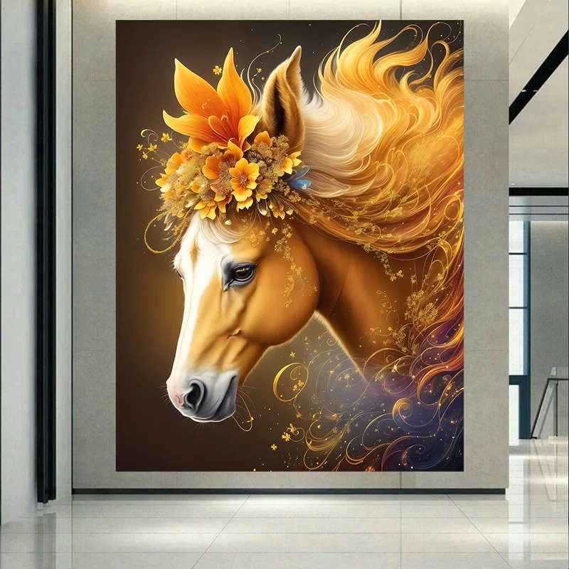  پوستر طرح مخمل اسب مدل یال گلی (1) کد AR302464