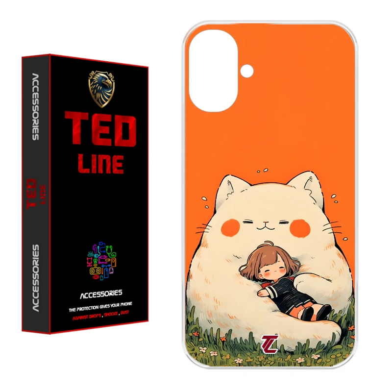 کاور تدلاین طرح گربه نارنجی کد 1138 مناسب برای گوشی موبایل اپل Iphone 16