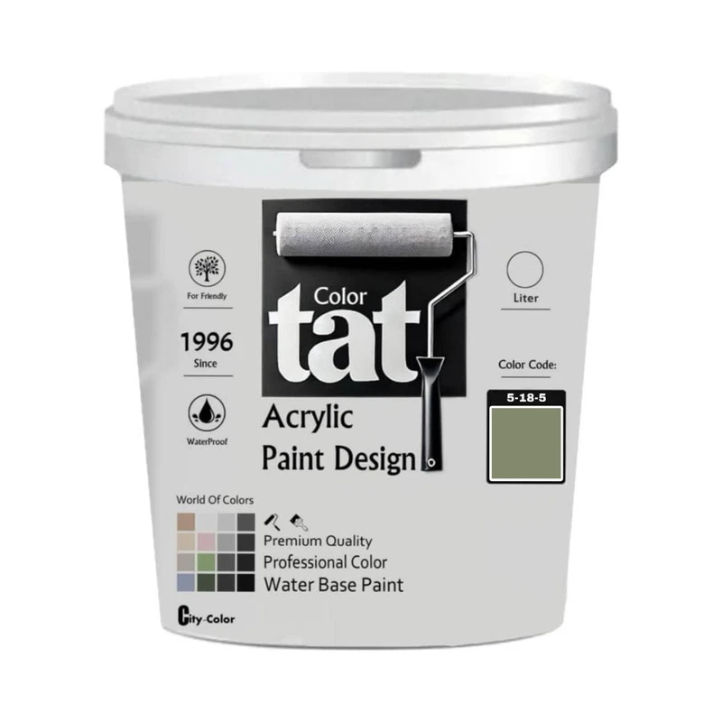 رنگ سبز زیتونی مات اکرولیک تات کد 5-18-5 حجم 1لیتر