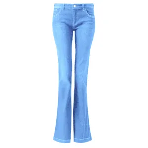 شلوار جین زنانه مدل ویتالیت مدل بوتکات دمپا گشاد رنگ آبی