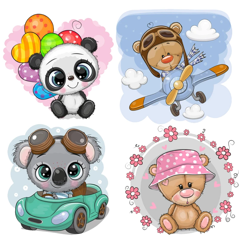 استیکر پارچه و لباس پاد آفرین مدل بچگانه حیوانات مجموعه 4 عددی