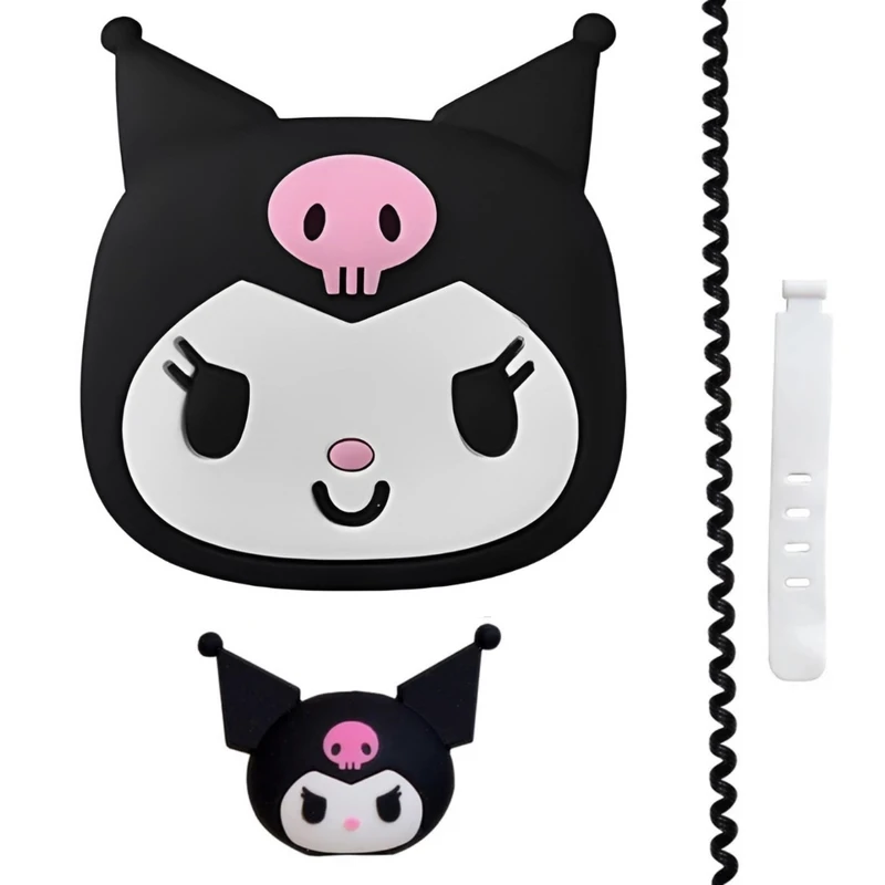 محافظ کابل مدل Kuromi به همراه محافظ شارژر دیواری مجموعه 4 عددی