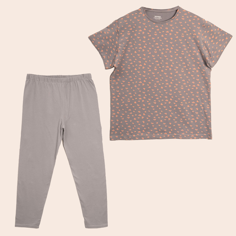 ست تی شرت و شلوار زنانه مدل آناهیتا رنگ طوسی روشن