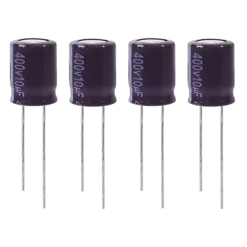 خازن الکترولیت 10میکروفاراد 400 ولت آکسبوم مدل TEC-100400 بسته 4 عددی