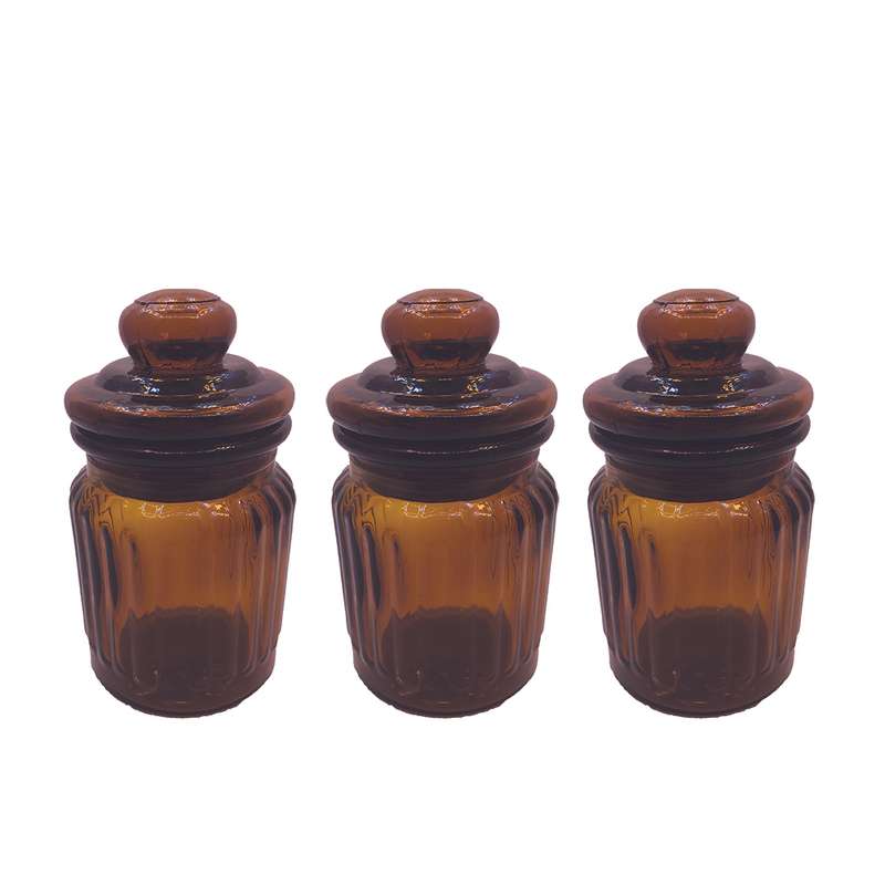 ست جای ادویه 3 تکه طرح ترک شیشه ای