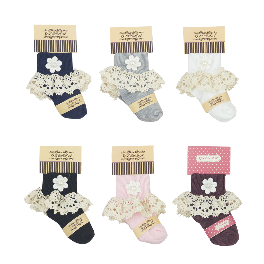 جوراب دخترانه گلوریا مدل 001 مجموعه 6 عددی