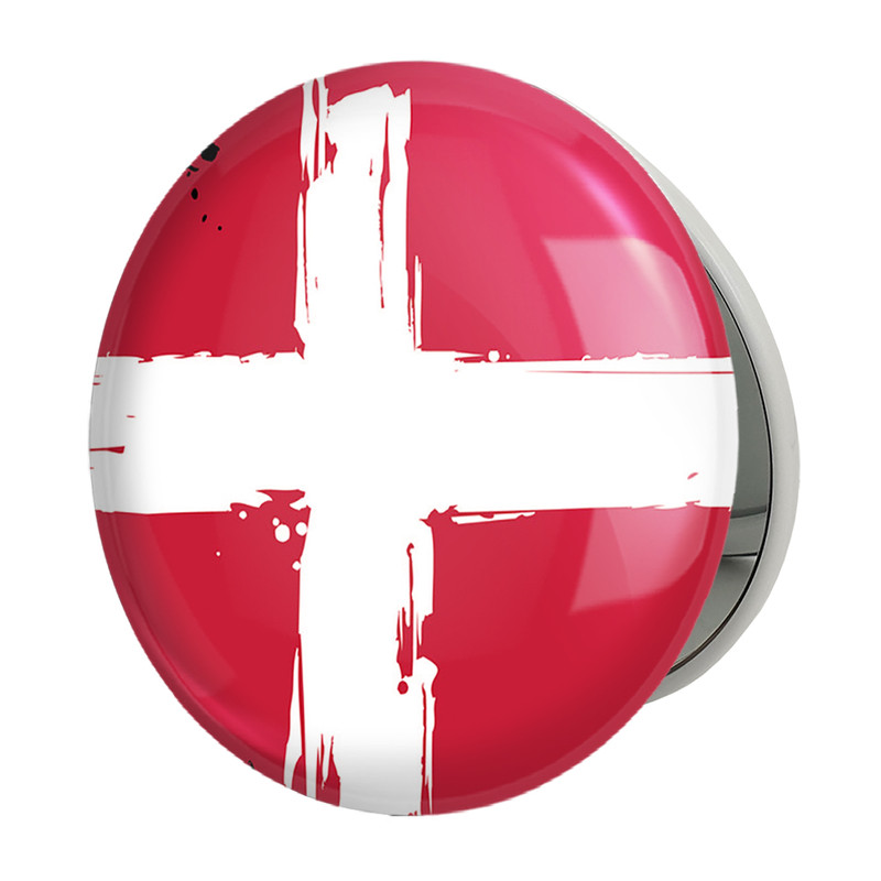 آینه جیبی خندالو طرح پرچم دانمارک مدل تاشو کد 20668 