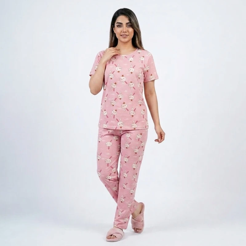 ست تی‌شرت آستین کوتاه و شلوار راحتی زنانه مدل آدخت کد 128