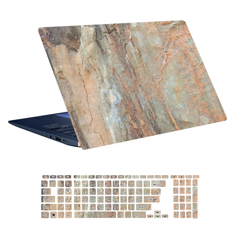 استیکر لپ تاپ توییجین و موییجین طرح Marble کد 52 مناسب برای لپ تاپ 15.6 اینچ به همراه برچسب حروف فارسی کیبورد 