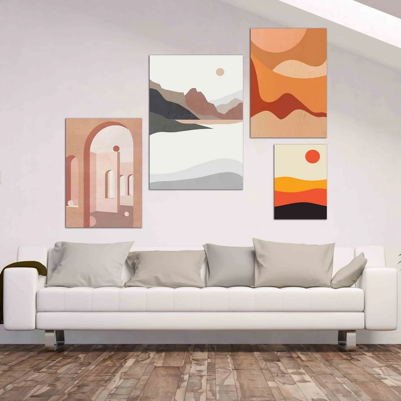 تابلو شاسی بکلیت طرح نقاشی مدرن مدل SH-438 مجموعه 4 عددی