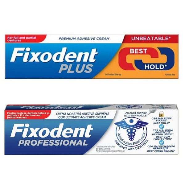 چسب دندان مصنوعی  فیکسودنت مدل Professional وزن 47 گرم به همراه چسب دندان فیکسودنت مدل Hold best وزن 40 گرم 