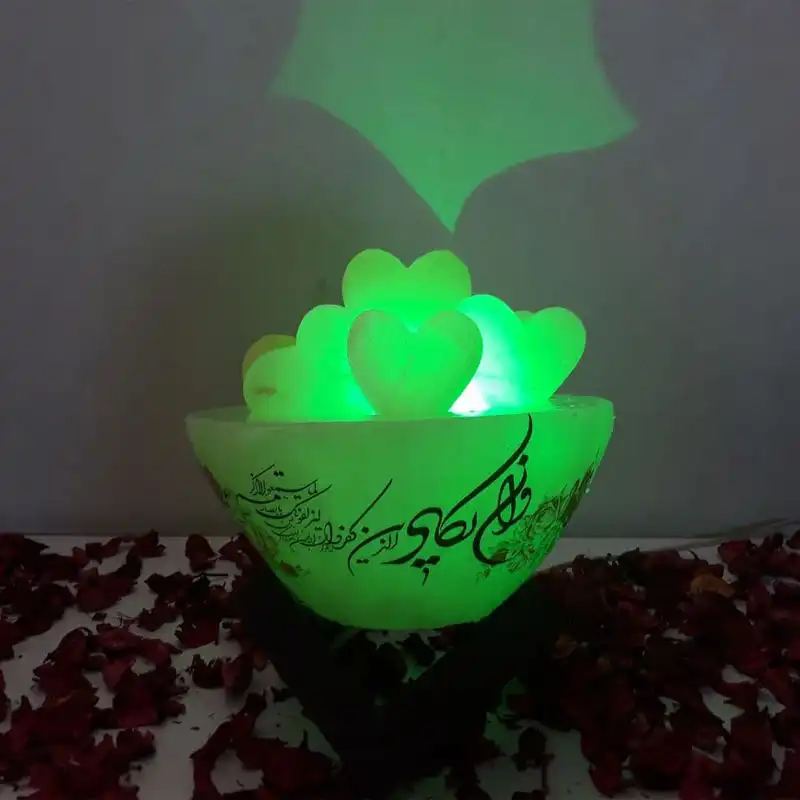 آباژور سنگ نمک مدل کاسه پایه دار طرح وان یکاد