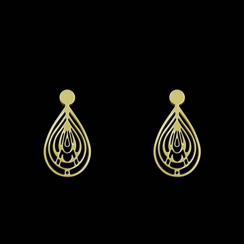 گوشواره طلا 18 عیار زنانه مدوپد مدل هندسی کد GA1-14083