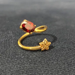  انگشتر طلا 18 عیار زنانه قیراط طرح ستاره کد GH223