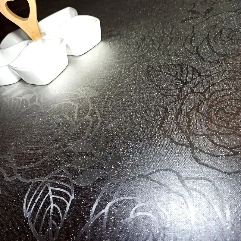 طلق رومیزی  طرح رز فانتزی اکلیلی مدل ژله ای سایز 140×100 سانتی متر