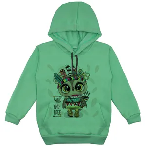 هودی دخترانه مدل جغدسرخ پوست F138 رنگ سبز