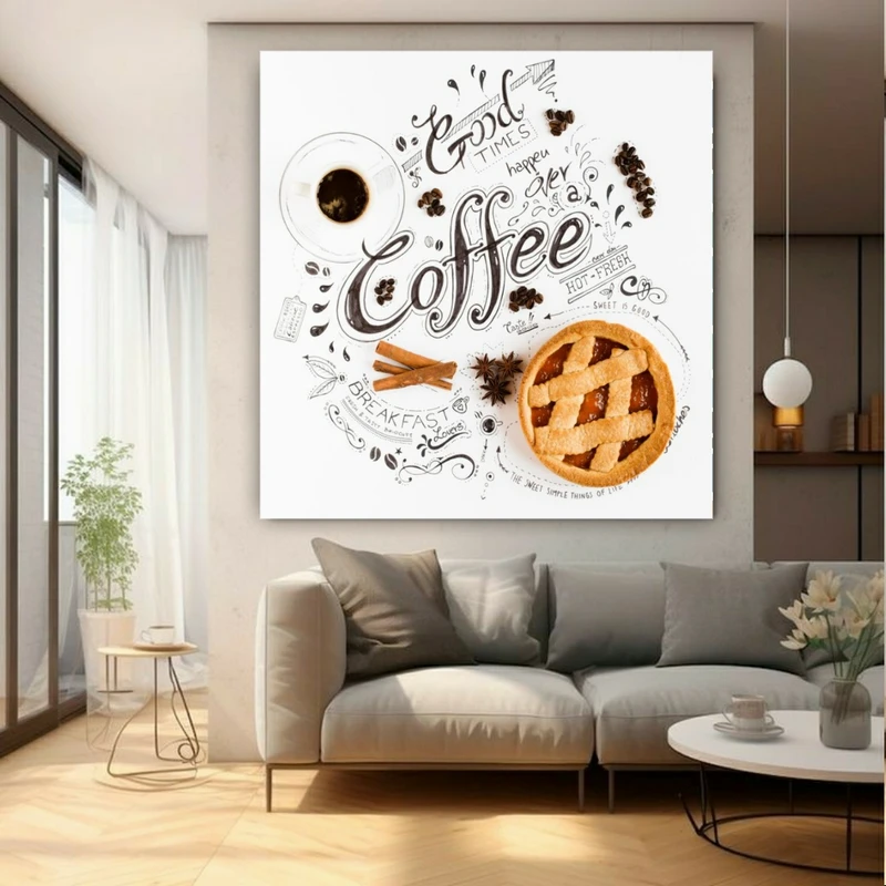 تابلو بوم طرح مخمل قهوه مدل پای سیب کد GR1617