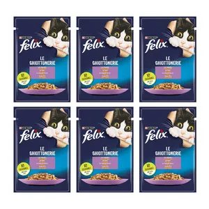 پوچ گربه فلیکس مدل Lamb وزن 85 گرم بسته 6 عددی